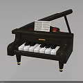 Mini Wooden Piano With Open Lid Black White Keys And Music Sheet On Top