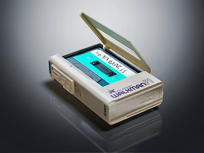 Vintage Ultra Portable Audio Player With Open Lid Engage Cassette Design 3d model