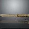 Vintage Metal Blade Weapon Knife With Golden Handle And Reflective Surface Design