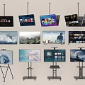 Different Types of Televisions With Various Stands And Diverse Screen Contents