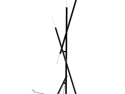 Minimalist Floor Lamp Featuring Crossed Metal Supports And Thin Light Pole 3d model