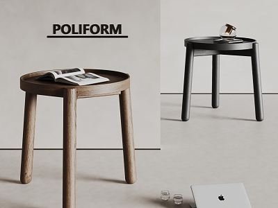 poliform Modern Side Table Solid Wood Side Table Book Ornaments 3d model