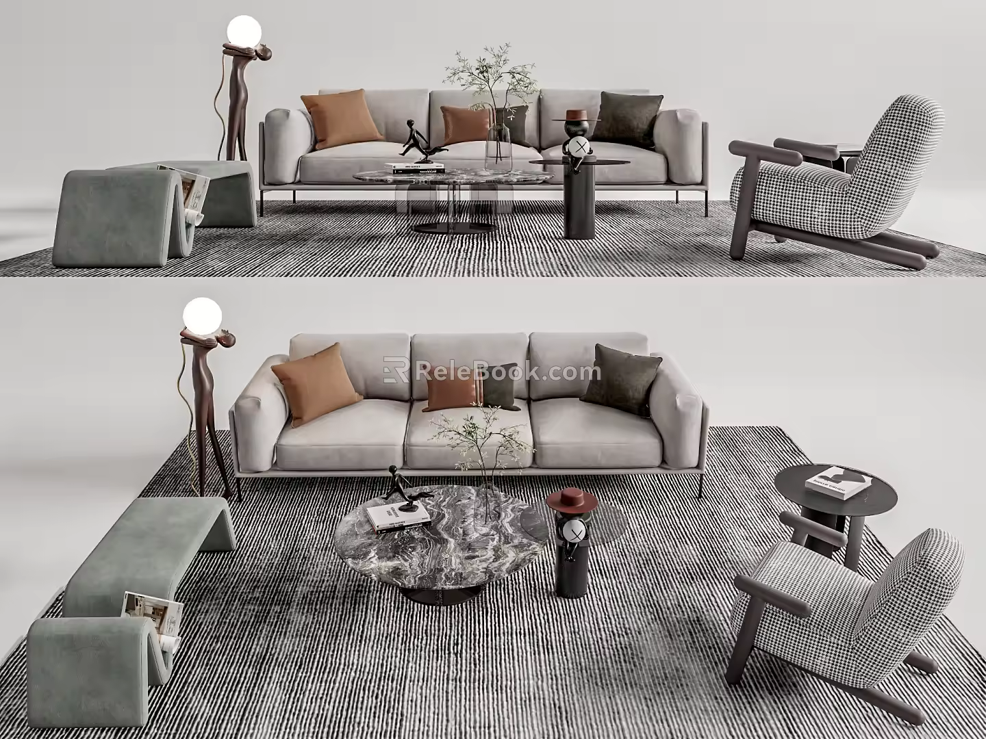 Modern sofa coffee table combination 3d model