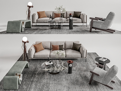 Modern sofa coffee table combination 3d model