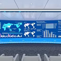 Modern Control Room With Multiple Monitoring Screens World Map And Data Charts