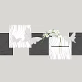 Black And White Wall Decor With Butterfly Design Wavy Panels And Flower Elements 3d model