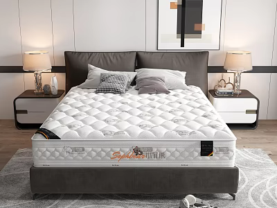 Sweet Dream Mattress White Quilted Diamond Pattern In Modern Bedroom With Nightstands And Table Lamps 3d model