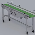 Adjustable Metal Frame Desk With Green Desktop And Rolling Wheels 3d model