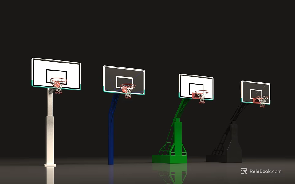 Different Colored Basketball Hoops Sports Equipment For Training And Play 3d model 