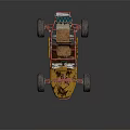 Rusty Yellow Pink Off Road Buggy With Large Tires And Brown Seat