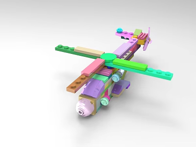 Colorful Building Blocks Helicopter Model Creative DIY Construction Playful Toy Design 3d model