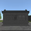 Traditional Chinese Screen Wall Featuring Ornate Roof Gray Brick Surface And Fu Character Carvings