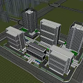 Modern Industrial Park Featuring Glass Facade Buildings Greenery And Urban Roads Under Evening Sky