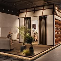 Modern Clothing Store Interior Design With Display Shelves Green Plants And Comfortable Seating