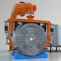 Advanced Industrial Robot Arm Handling Large Metallic Component in Manufacturing Process