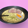 Tasty Ramen Bowl With Rich Broth Noodles Chashu Pork Soft Boiled Egg Scallions And Chopsticks