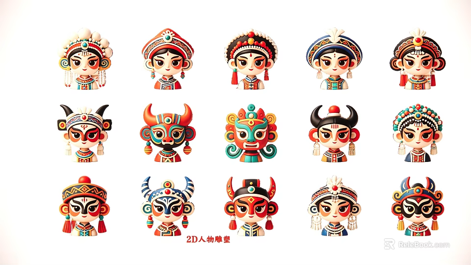 20 Traditional Character Models With Colorful Headdresses And Ethnic Patterns 3d model 