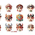 20 Traditional Character Models With Colorful Headdresses And Ethnic Patterns