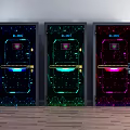 Modern Security Doors With Colorful Neon Light Patterns And Smart Electronic Lock System 3d model