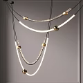 Modern Chandelier With Curved LED Light Strips Gold Accents Crystal Details Contemporary Hanging Fixture