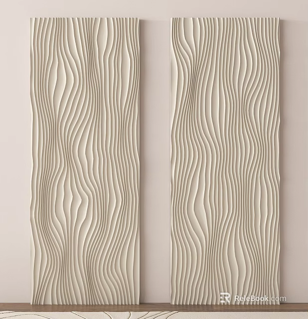Elegant Modern Wall Panels With Wavy Texture Design For Interior Decoration 3d model 