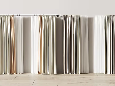 Stylish Modern Drapery Curtains With Multiple Colors And Soft Fabric For Home Decor 3d model