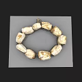 Decorative Stone Ornament Set with Circular Design White Yellow Stones on Gray Base