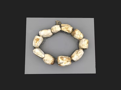 Decorative Stone Ornament Set with Circular Design White Yellow Stones on Gray Base 3d model