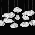 Modern Cloud Shaped Chandelier With Multiple Hanging Lights Against Black Background 3d model