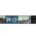 Computer Desktop Display Showing Weather Temperature Time Date Cityscape And Windmill 3d model