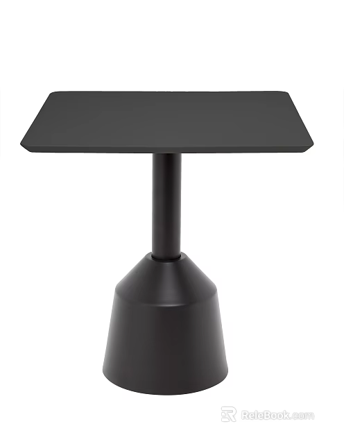 Black Square Top Outdoor Table with Cylindrical Leg and Sturdy Base 3d model 