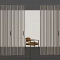 Elegant Modern Wooden Sliding Doors With Vertical Slats In Interior Space