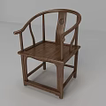 Traditional Chinese Wooden Armchair With Curved Armrests And Circular Backrest Design