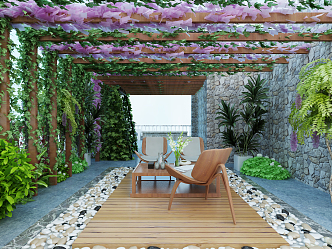 Modern Garden Balcony 3d model