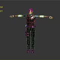 Tactical Gear Equipped Character Standing With Arms Outstretched Full Body Pose Against Gray Background