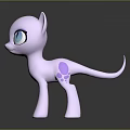 Purple Cartoon Pony Toy With Big Blue Eyes Purple Spots On Shiny Black Background