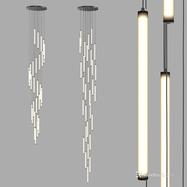 Modern Hanging Pendant Lights With Vertical Tube Design For Interior Decoration 3d model 