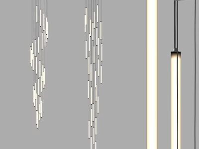 Modern Hanging Pendant Lights With Vertical Tube Design For Interior Decoration 3d model