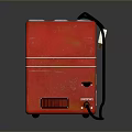 Red Vintage Retro Computer Case With Worn Texture Black Switch And Power Cable 3d model