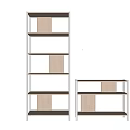 Modern Wooden Shelving Units with Open Design Multiple Shelves Tall and Short for Home Storage