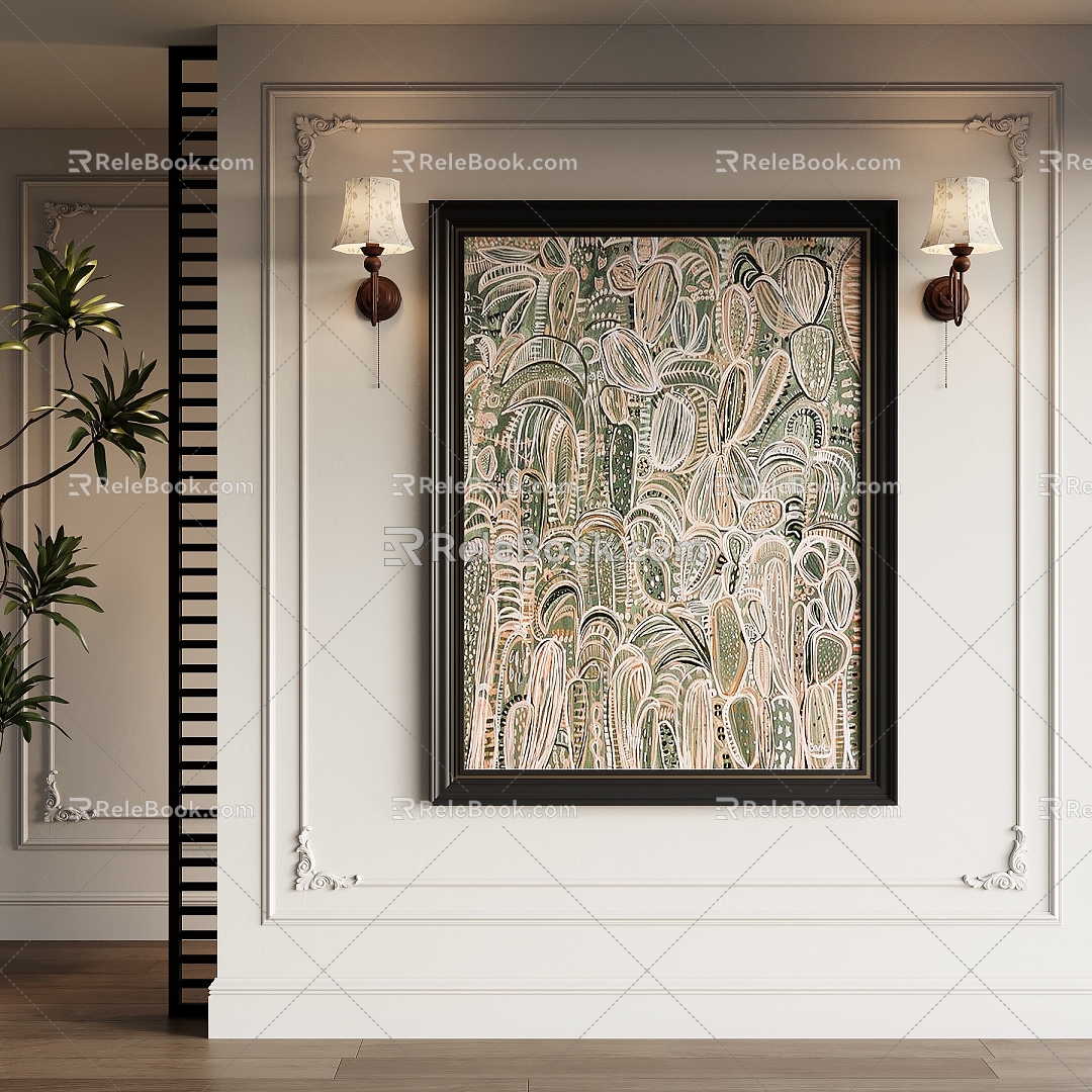 French Middle Style Decorative Painting 3d model