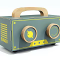 Pink Retro Portable Speaker with Wooden Handle and Dual Speakers BASON