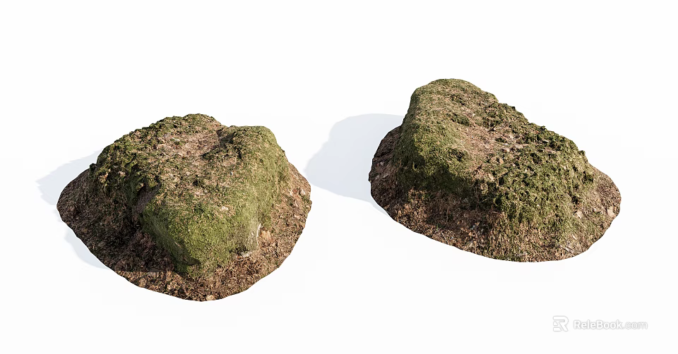 Rustic Wood And Moss Covered Stones For Natural Outdoor Decor 3d model 