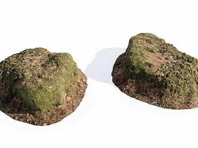 Rustic Wood And Moss Covered Stones For Natural Outdoor Decor 3d model