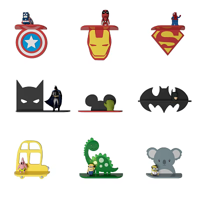 Modern Wall Storage Rack Children's Cartoon Wall Decoration Rack 3d model