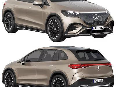 Mercedes Sleek Champagne SUV With Black Wheels Modern Design And LED Headlights 3d model