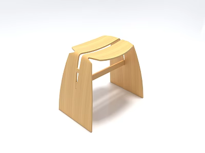 Elegant Modern Wooden Single Chair With Curved Structure And Minimalist Design 3d model