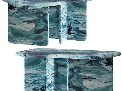 Elegant Modern Side Table With Blue Green Marble Texture For Living Room Decor 3d model