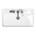 Modern Bathroom White Rectangular Washbasin With Chrome Faucet And Metal Stand 3d model