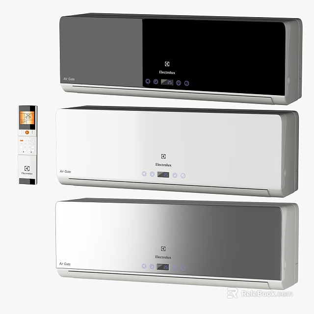Modern Air Conditioner Fan Units With Remote Control And Stylish Wall Design 3d model 